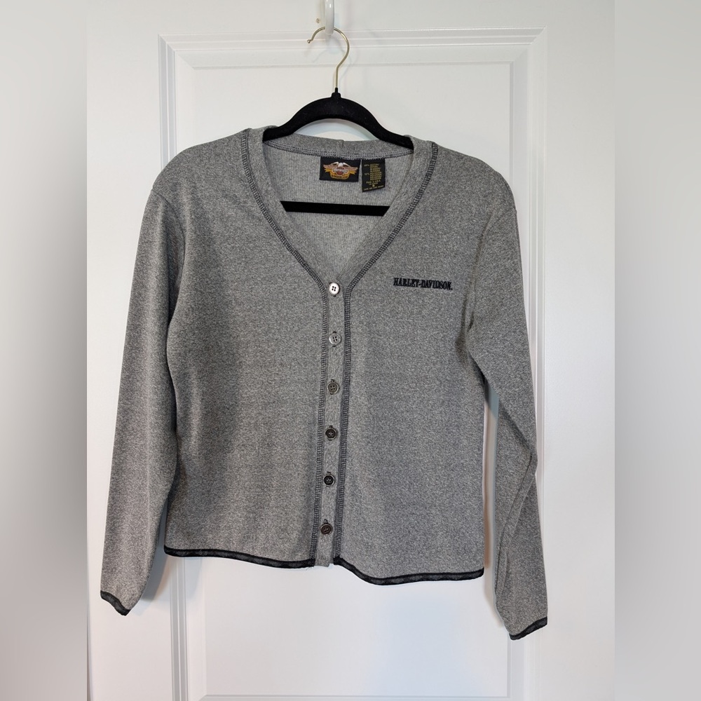 Harley-Davidson Women’s Gray V Neck Button Cardigan Size Small